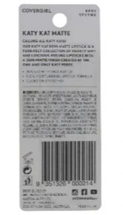 COVERGIRL 3.5g LIPSTICK KATY KAT MATTE 01 SPHYNX -Sigma Store COVERGIRL 3.4g LIPSTICK KATY KAT MATTE 01 SPHYNX CARDED B