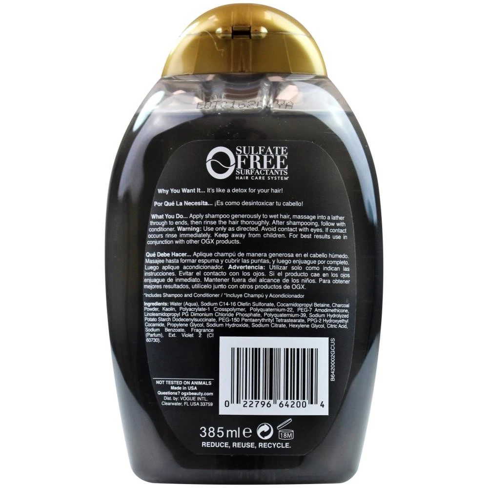 OGX 385ML SHAMPOO PURIFYING + CHARCOAL DETOX 4 OGX 385ML SHAMPOO PURIFYING + CHARCOAL DETOX - Image 2
